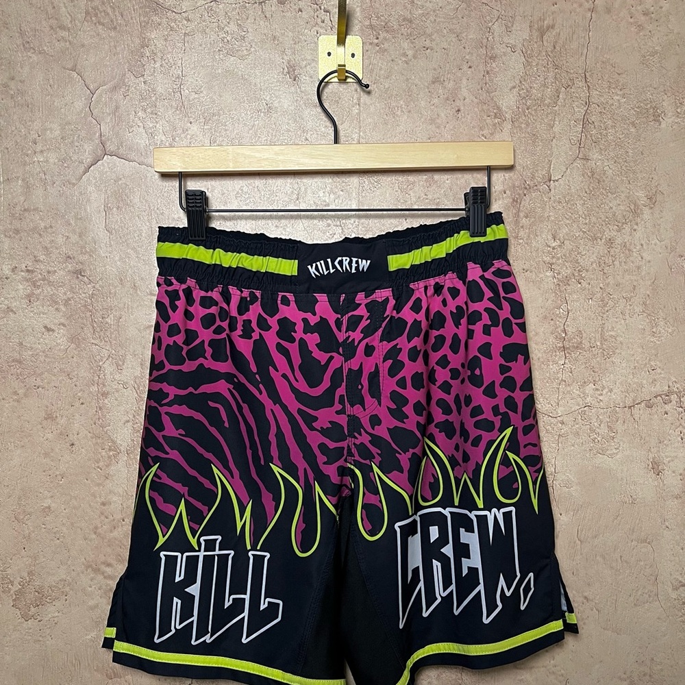 Kill Crew unisex BSEM FIGHT SHORTS (RELAXED CUT) - PURPLE / GREEN